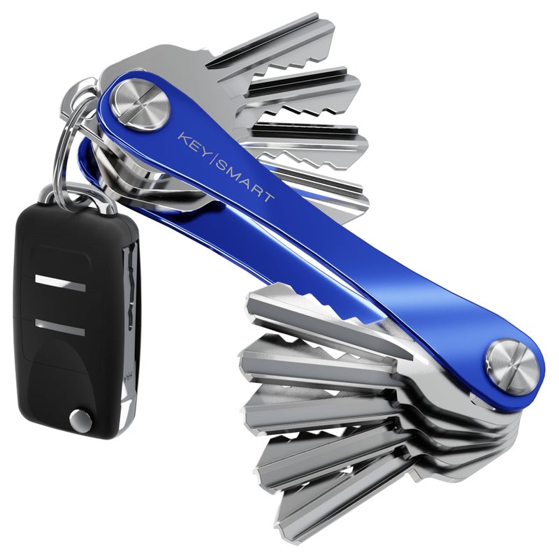 key smart KeySmart Original Key Holder - Compact Key Organizer for Key Chain, Minimalist Clutter-Free EDC Keychains Key Ring, Blue, 14 Keys - Image 1